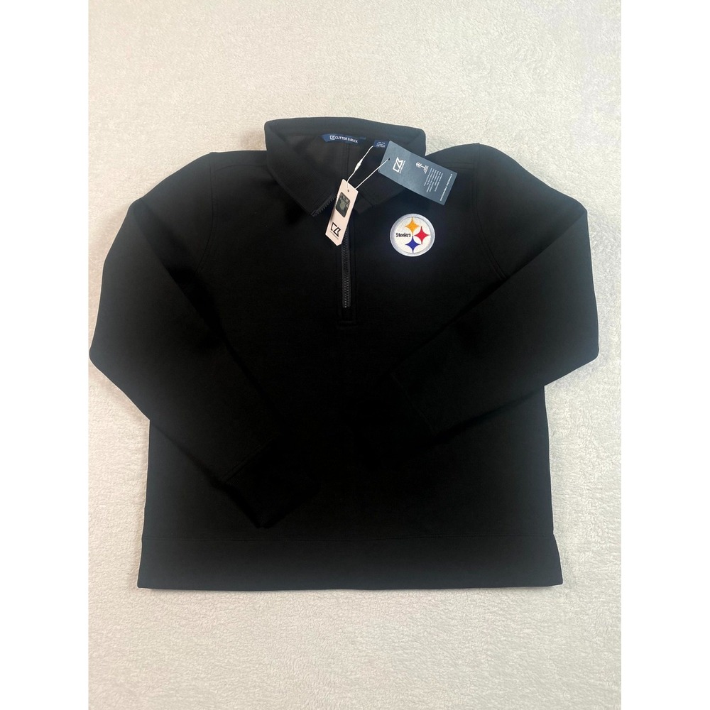 Pittsburgh Steelers Jacket Women Medium Black Cutter & Buck Roam Eco Quarter Zip
